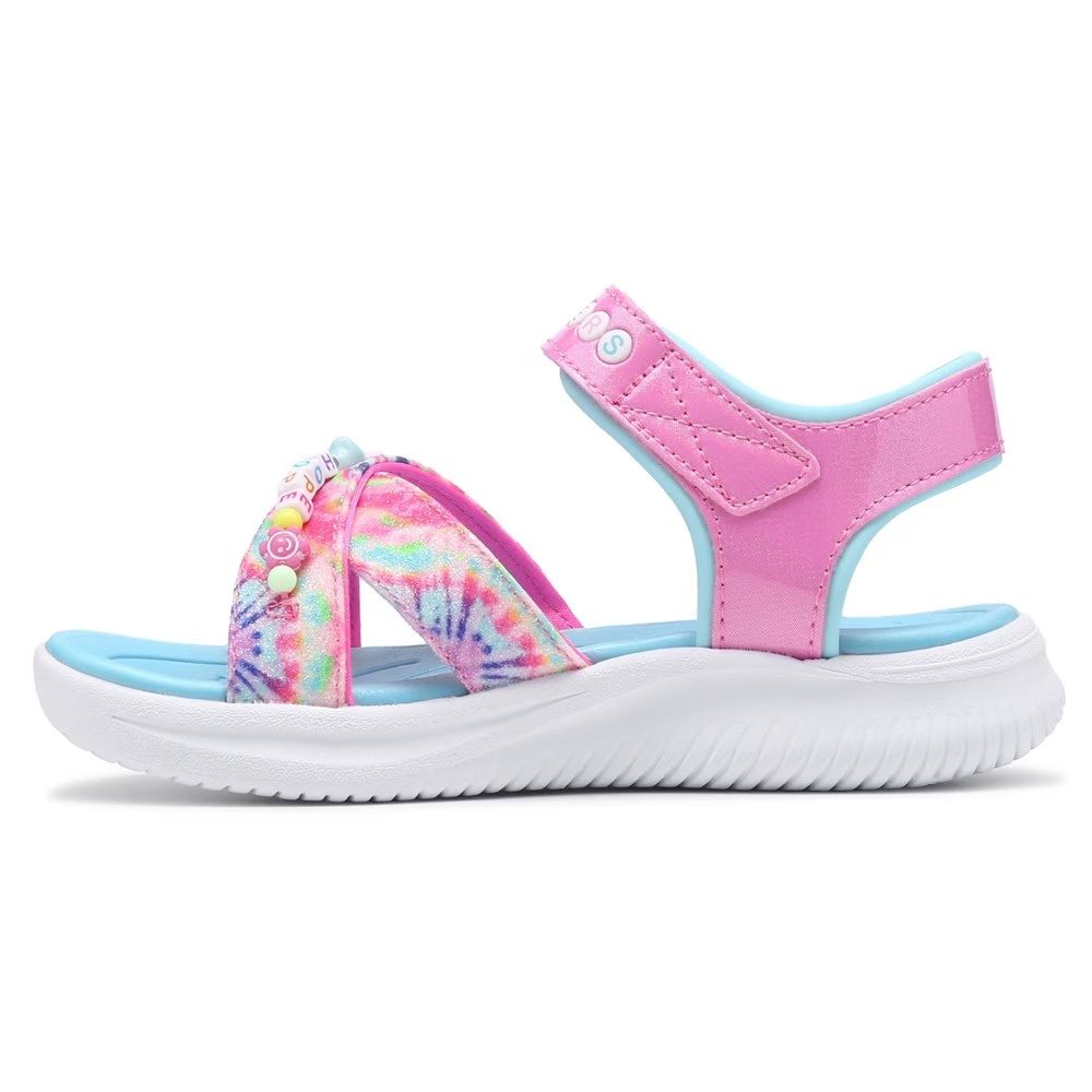 Детские сандалии в стиле тай-дай BFFs для маленьких/больших детей Skechers, pink multi tie dye — фото 3