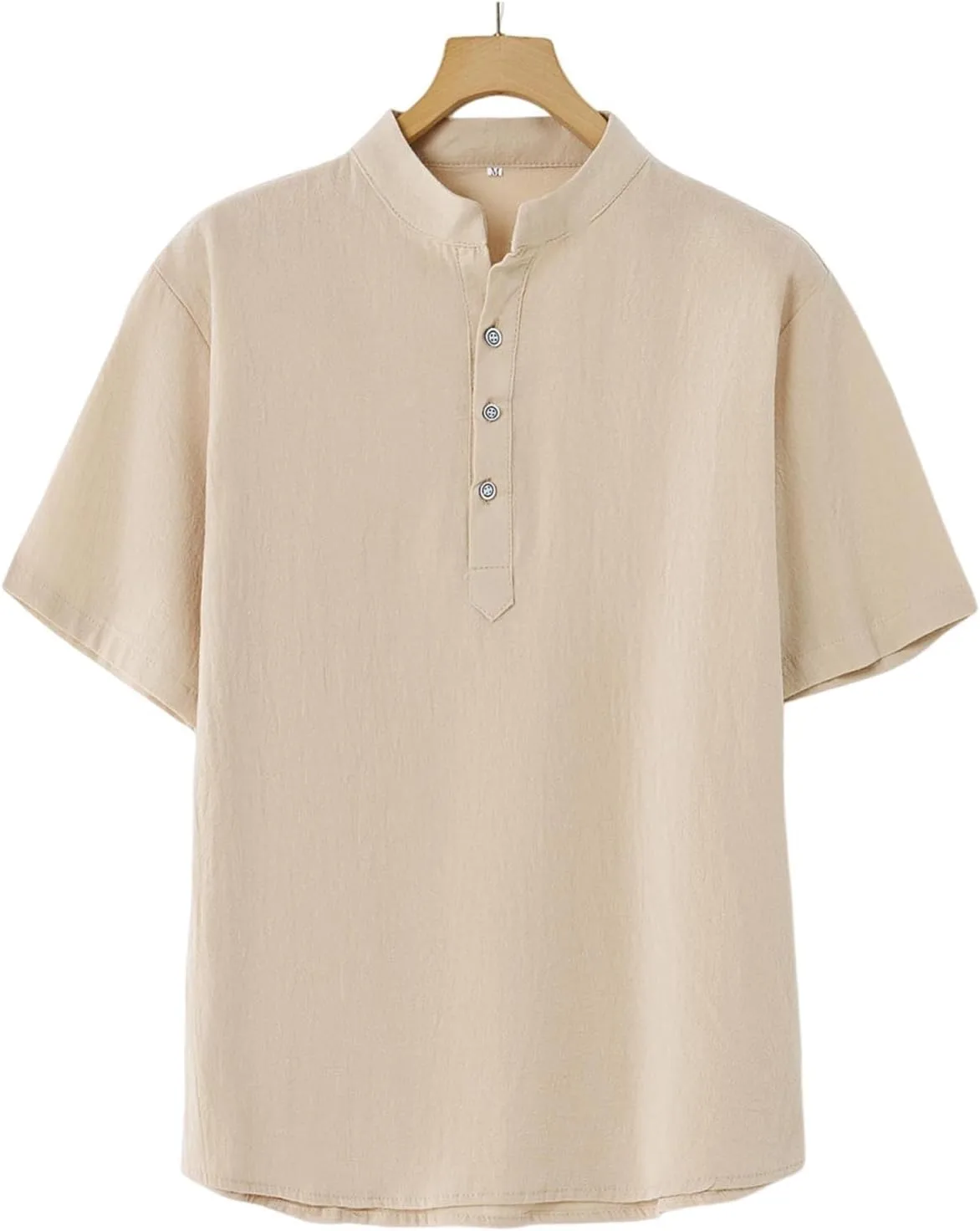 

Мужская рубашка хенли из льна с коротким рукавом