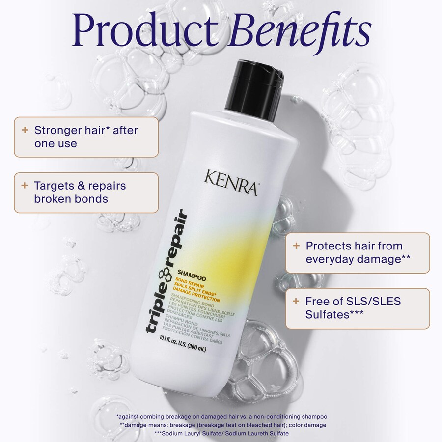 Шампунь Triple Repair для восстановления поврежденных волос. Kenra Professional, 33.8 oz/1000 ml — фото 2