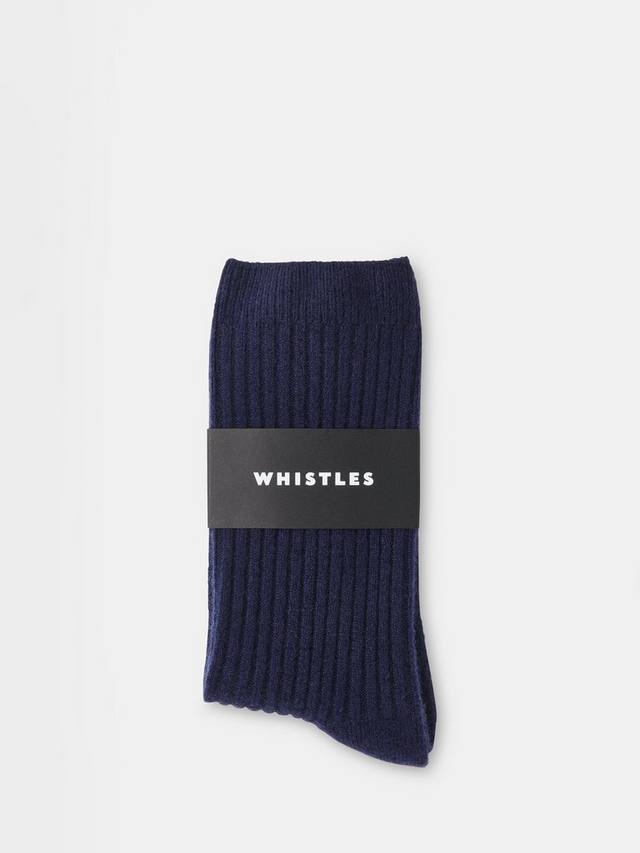 

Рифленые носки из чистого кашемира Whistles, Navy, One Size