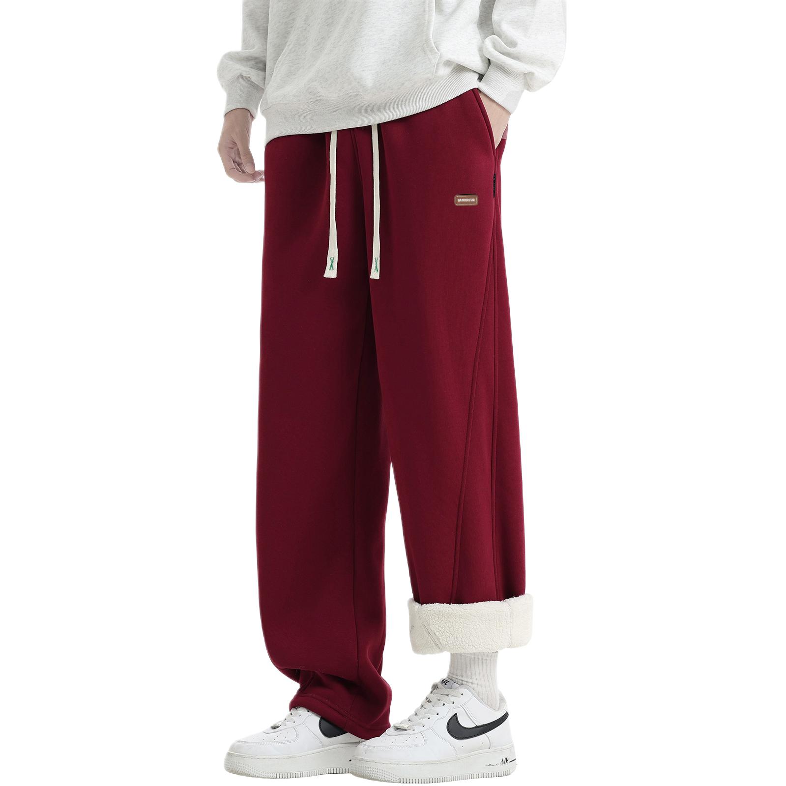 

Хлопковые брюки Unisex утепленные с флисовой подкладкой прямого кроя WARRIOR, burgundy[free diy badge]