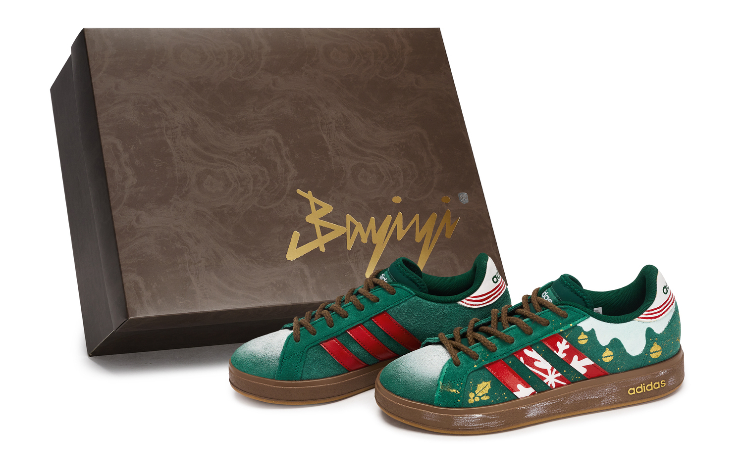 

Grand Court Base 811 Manufacturing, рождественский колокольчик оленя, специальная коробка для обуви, нескользящая низкая Adidas, белый зеленый красный желтый