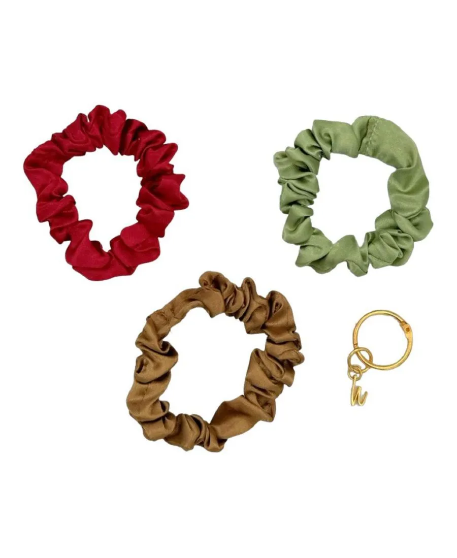 Headbands of Hope Женский набор атласных резинок для волос - оливковый, бордовый, золотой