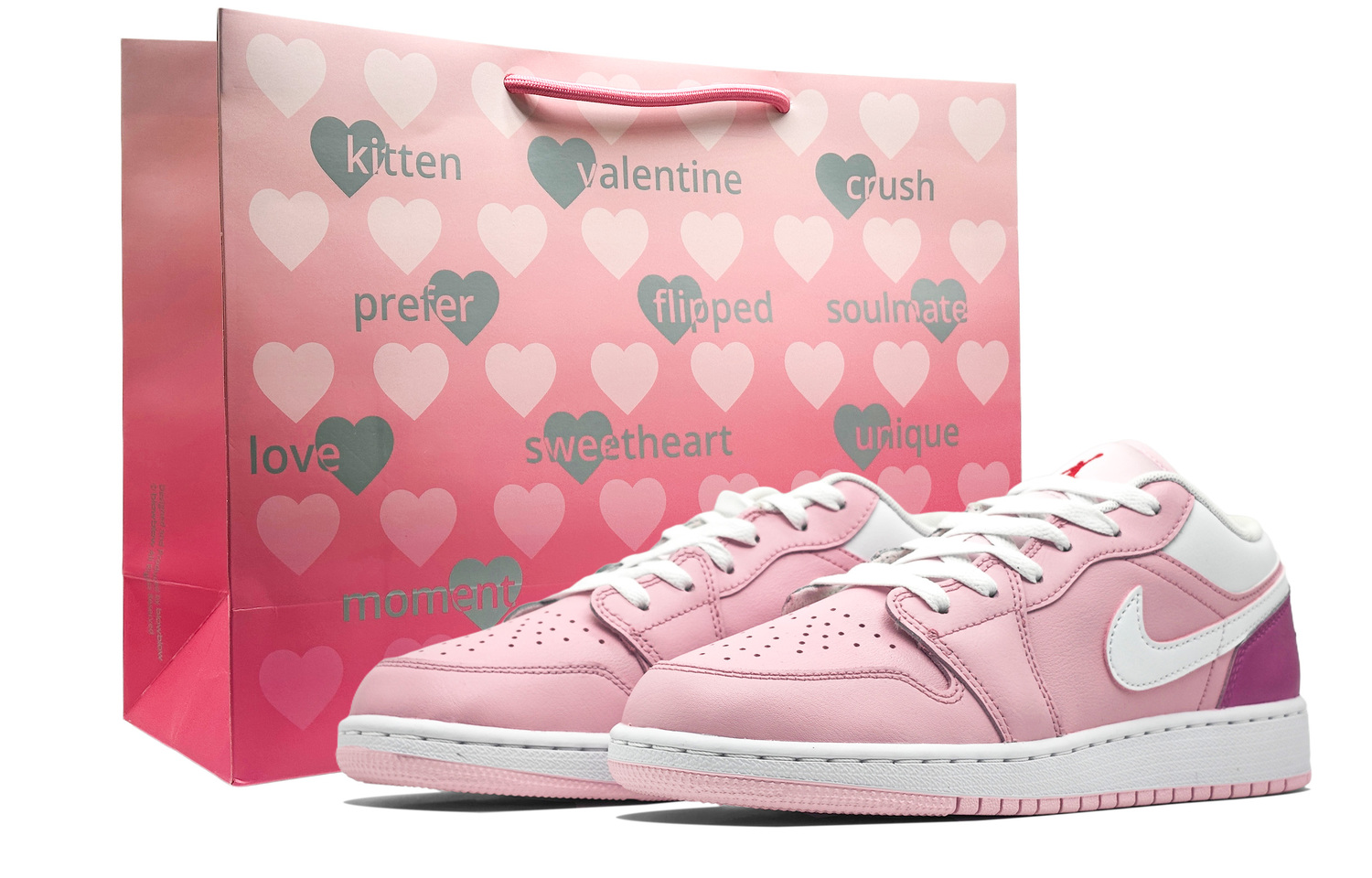 

Jordan Air 1 Heart Berry нескользящие устойчивые к истиранию низкие детские баскетбольные кроссовки fuchsia для подростков