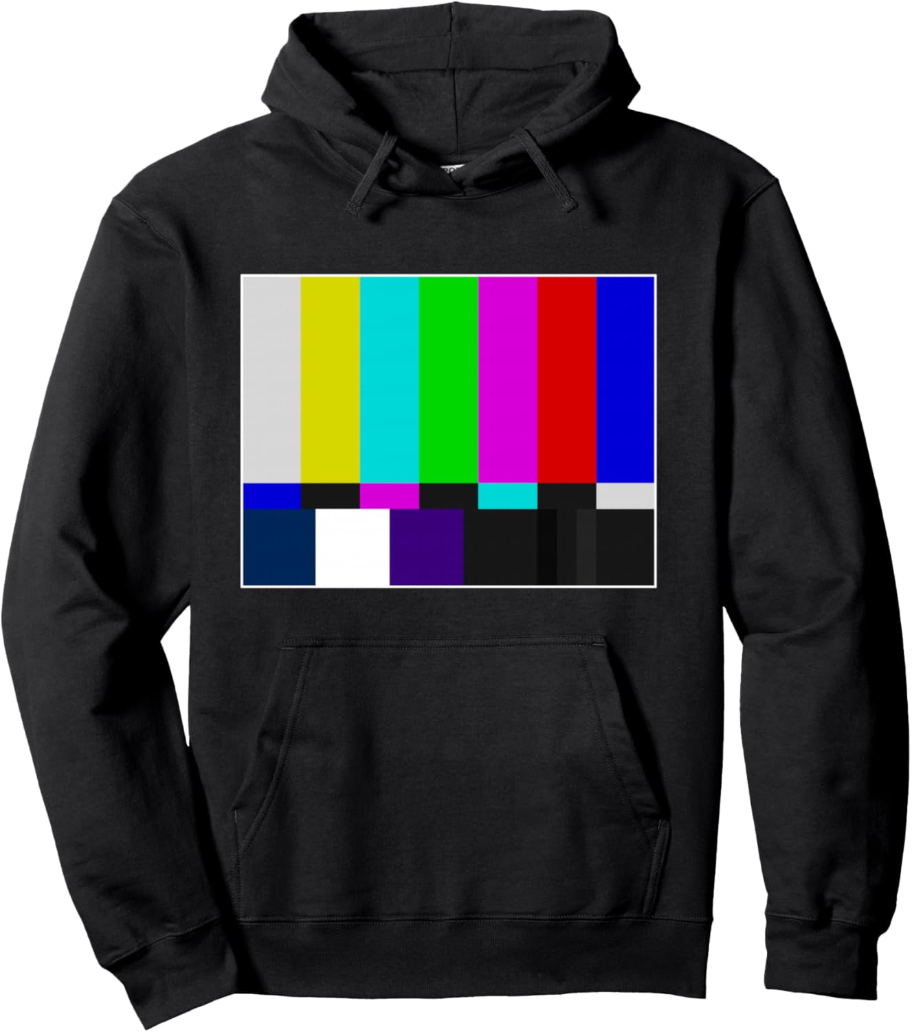 

Цветовые полосы телевизора, винтажный ретро-тестовый шаблон, красочная радужная толстовка Retro Tv, черный