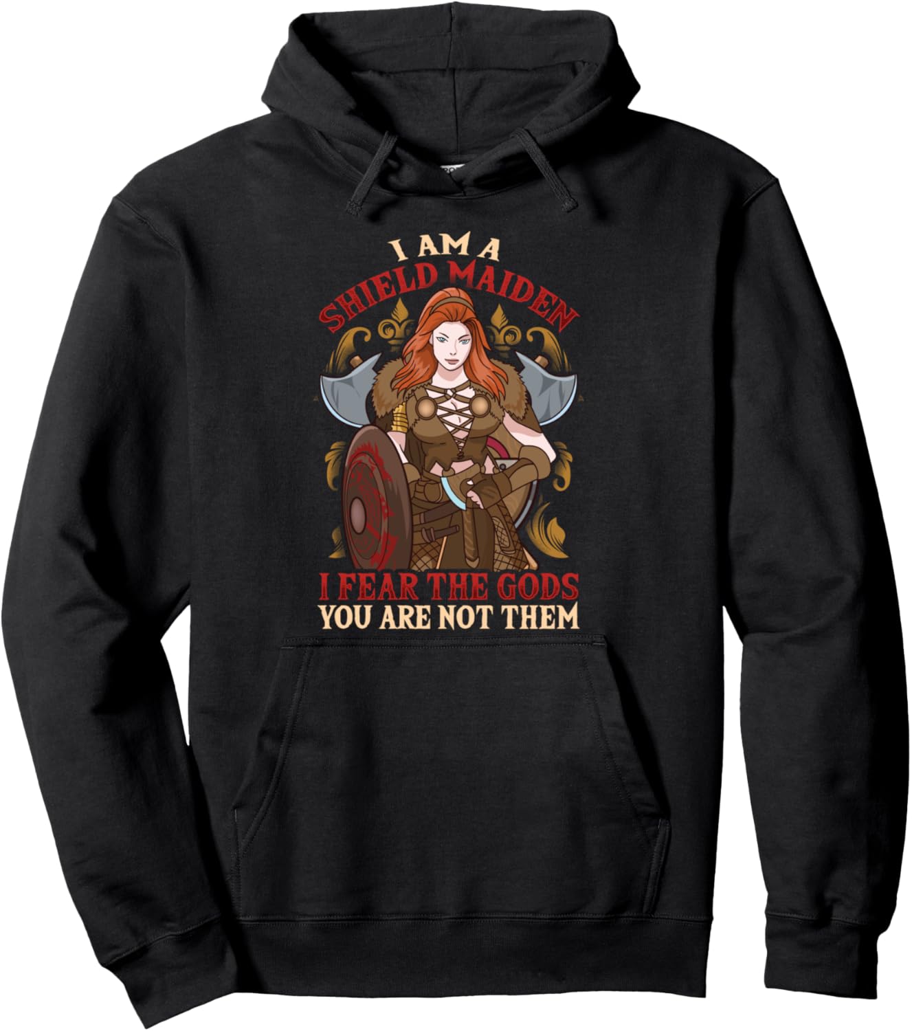 

Я - воительница, я боюсь богов, ты - не они. Толстовка в стиле викингов Awesome Shield Maiden Nordic Viking Gifts, черный