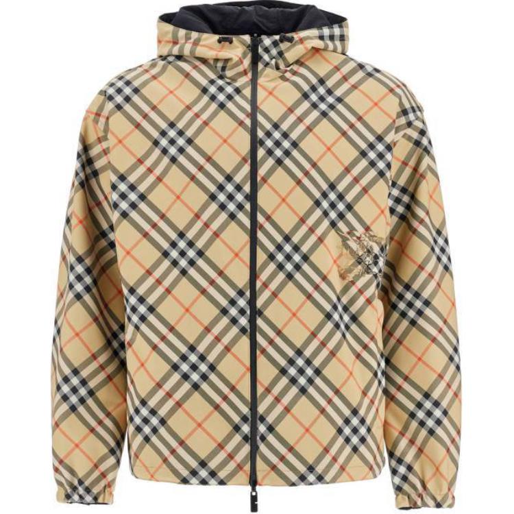 

Burberry Проверенная двусторонняя куртка с капюшоном, Khaki