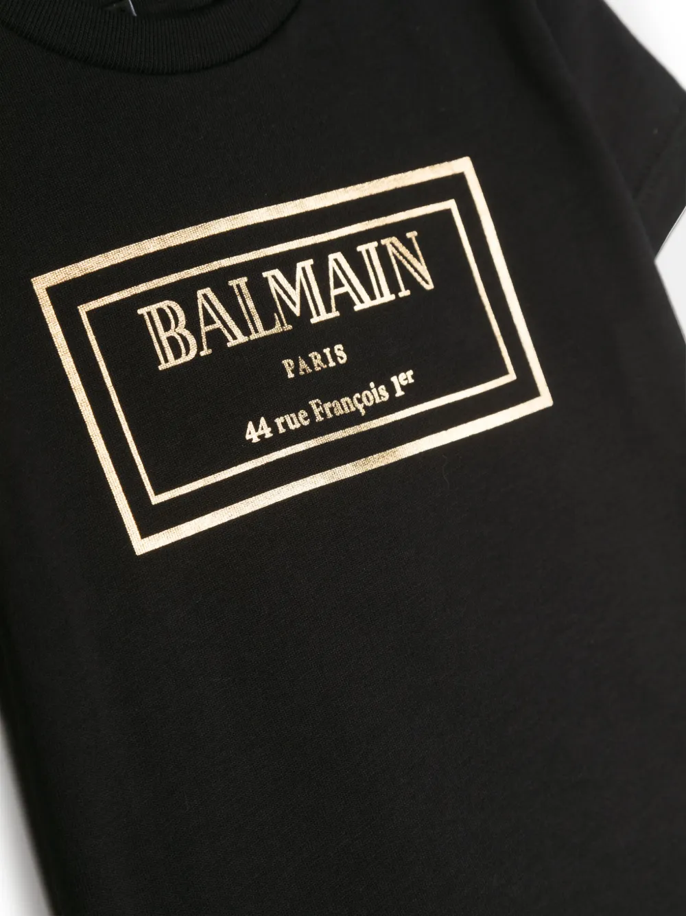 Футболка с эффектом металлик и логотипом Balmain Kids, черный — фото 3