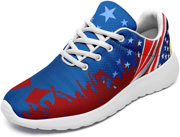 

Кроссовки для бега с американской тематикой для мужчин и женщин, стиль США, флаг США, звезды, легкие, комфортные, с амортизацией, для ходьбы Awsole, белый