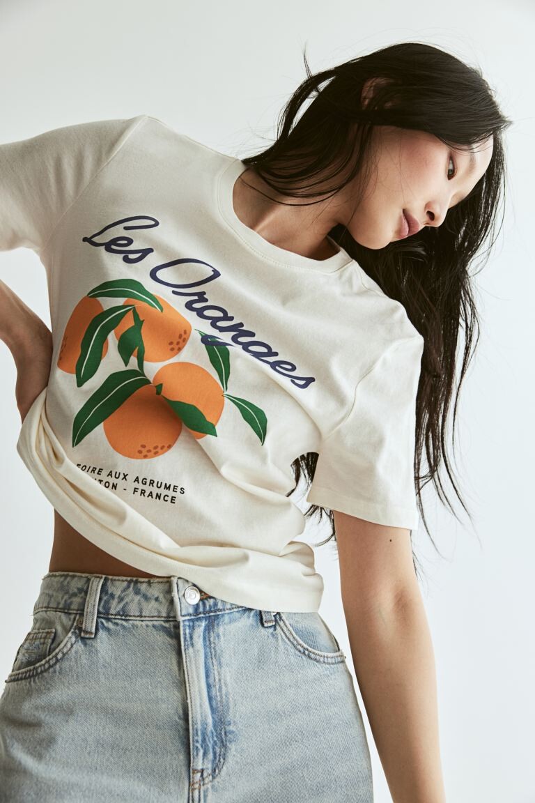 

Футболка с принтом H&M, бежевый