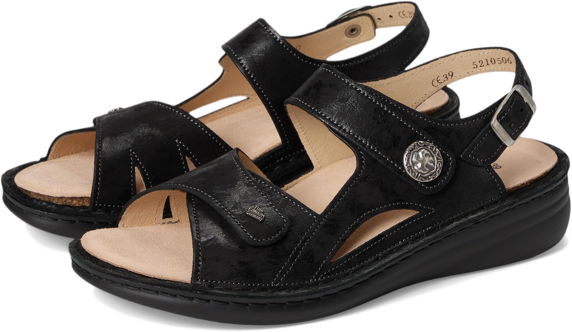 Сандалии Finn Comfort Women's Barbuda Nero Vegas, Black