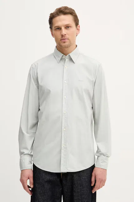 Рубашка хлопковая Relegant 6 M BOSS Orange, бирюзовый