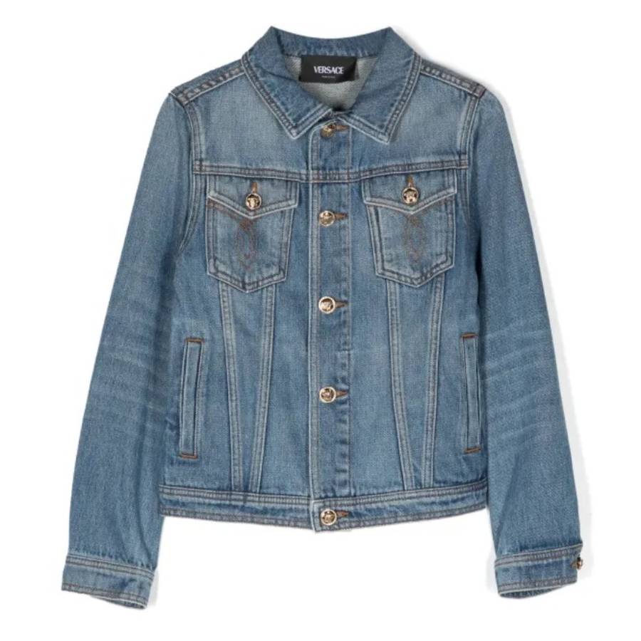 

Молодежная Versace Boys Джинсовая куртка с вышитым морским логотипом Young Versace, синий