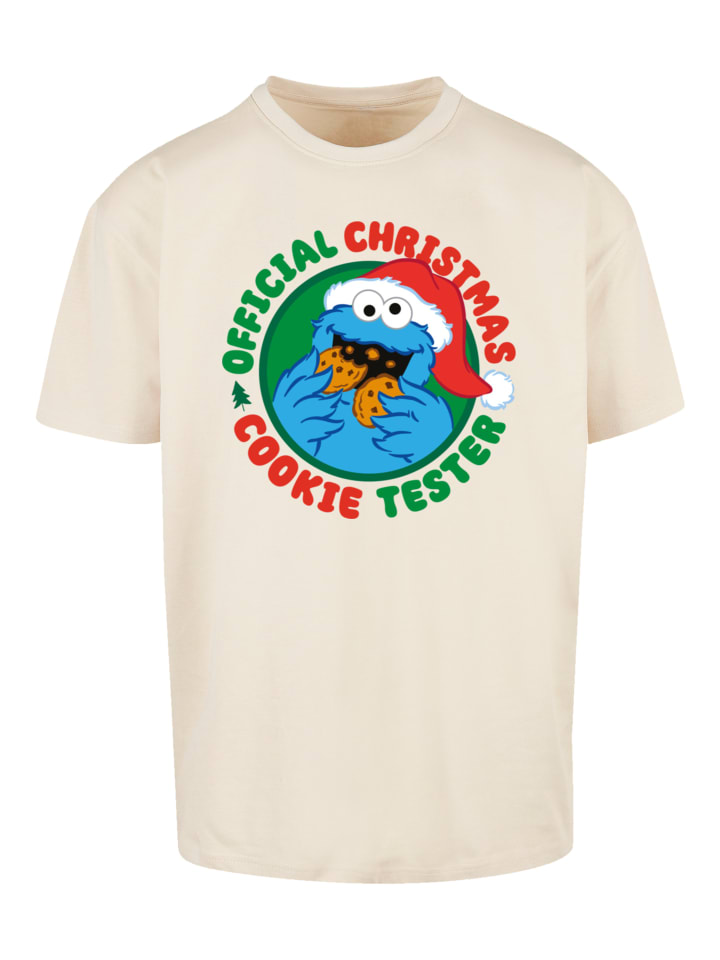 

Футболка F4NT4STIC Oversize T-Shirt Sesamstrasse Weihnachten Keks Tester, песочный