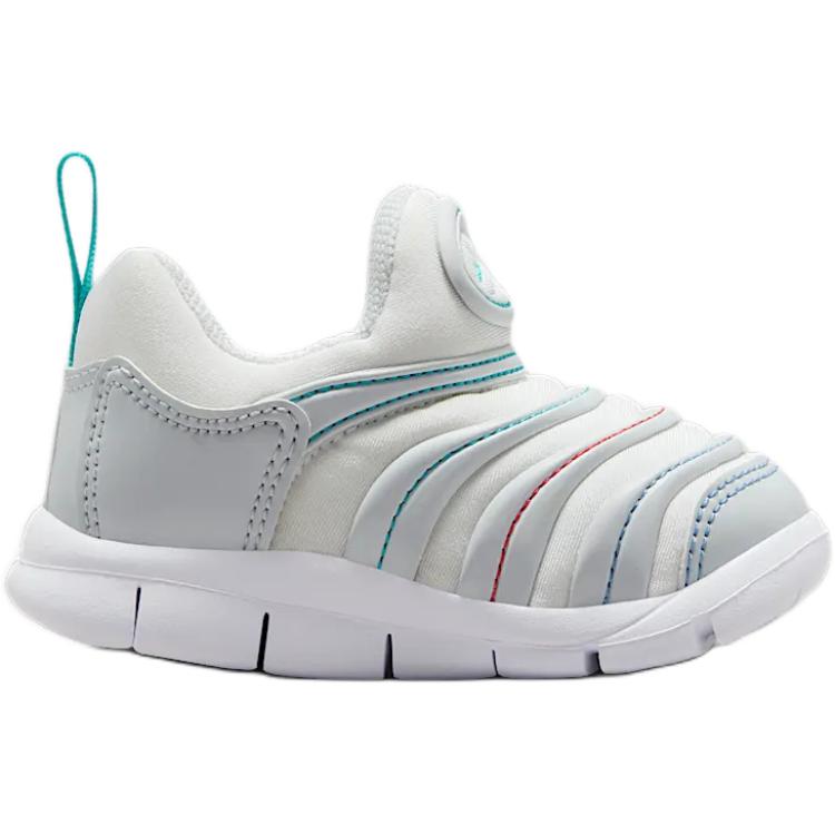 Nike Динамо фри саппорт лоу топ детские ботиночки white/white gold/bold blue/cactus green для малышей — фото 3