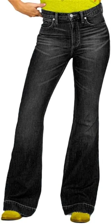 

Andongnywell женские джинсы с высокой посадкой и расклешенным силуэтом