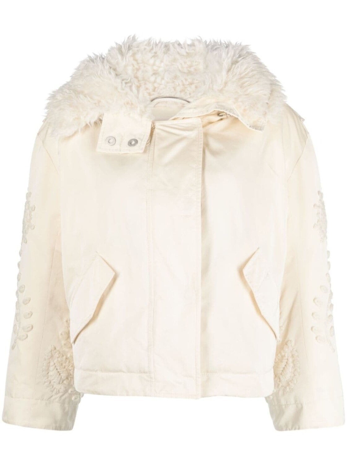 

Ermanno Scervino пуховик с капюшоном и вышивкой, белый