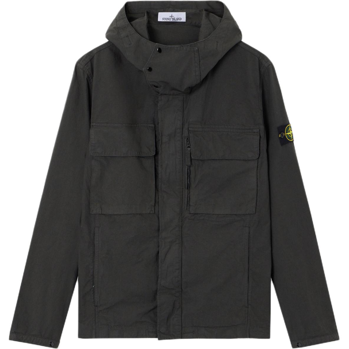Куртка с капюшоном и накладными карманами STONE ISLAND, серый