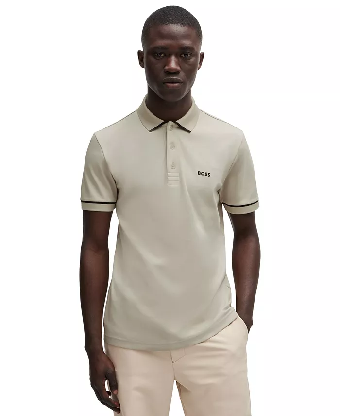 

Мужская поло с контрастной отделкой Slim-Fit Hugo Boss, коричневый/бежевый