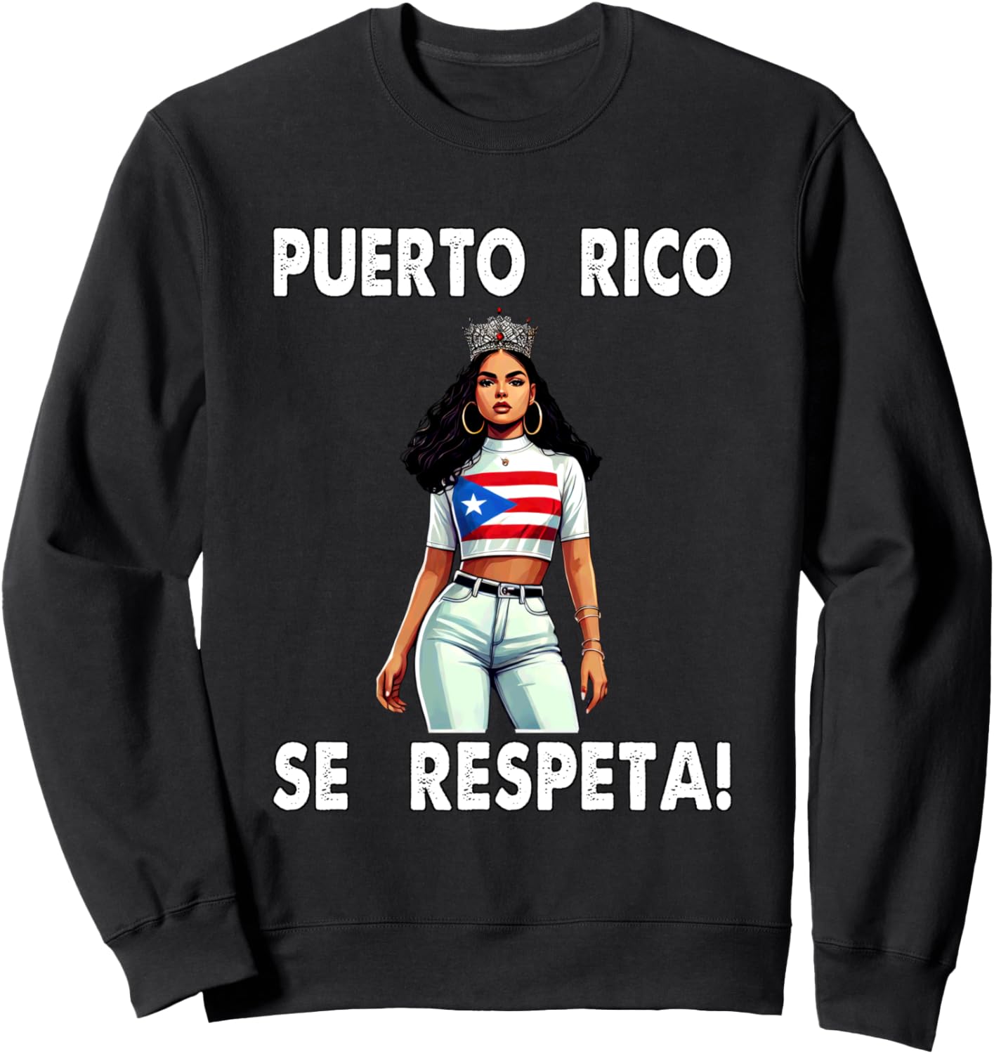 

Толстовка с надписью «Корона королевы Пуэрто-Рико, флаг Пуэрто-Рико, протест» Puerto Rico Se Respeta Collection, More Here, черный