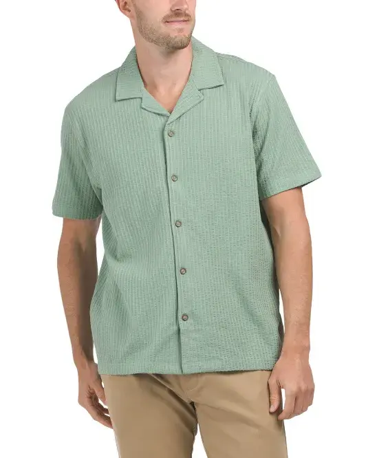 

Трикотажная рубашка из жатого хлопка с короткими рукавами Ben Sherman, зеленый