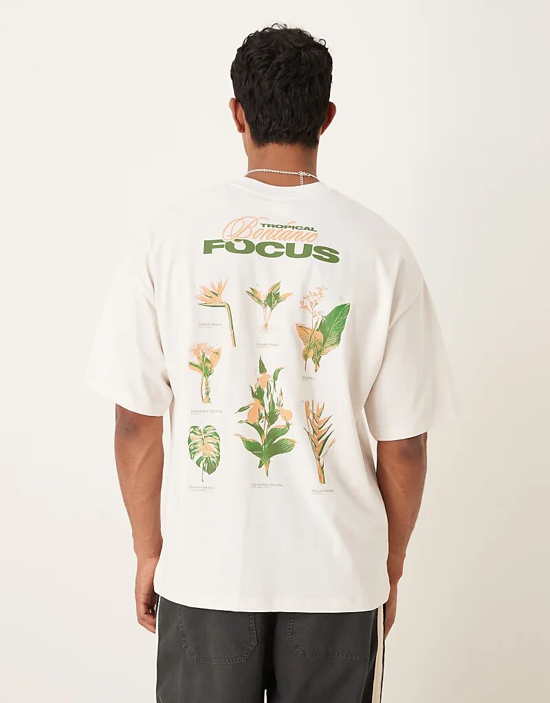 

Футболка Selected Homme свободного кроя с ботаническим принтом на спине в цвете «кремовый»