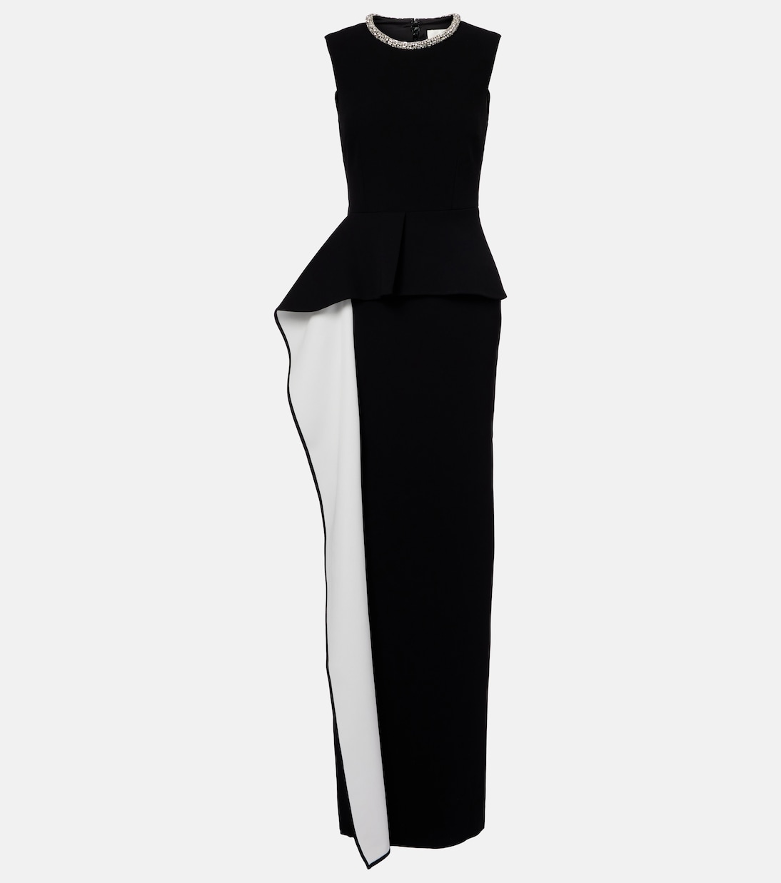 

Украшенное атласное креповое платье с баской Roland Mouret, Monochrome