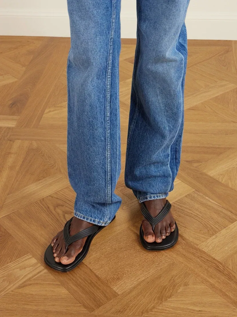Резиновые сланцы Sampieri Flat Thong BOTTEGA VENETA, черный — фото 2