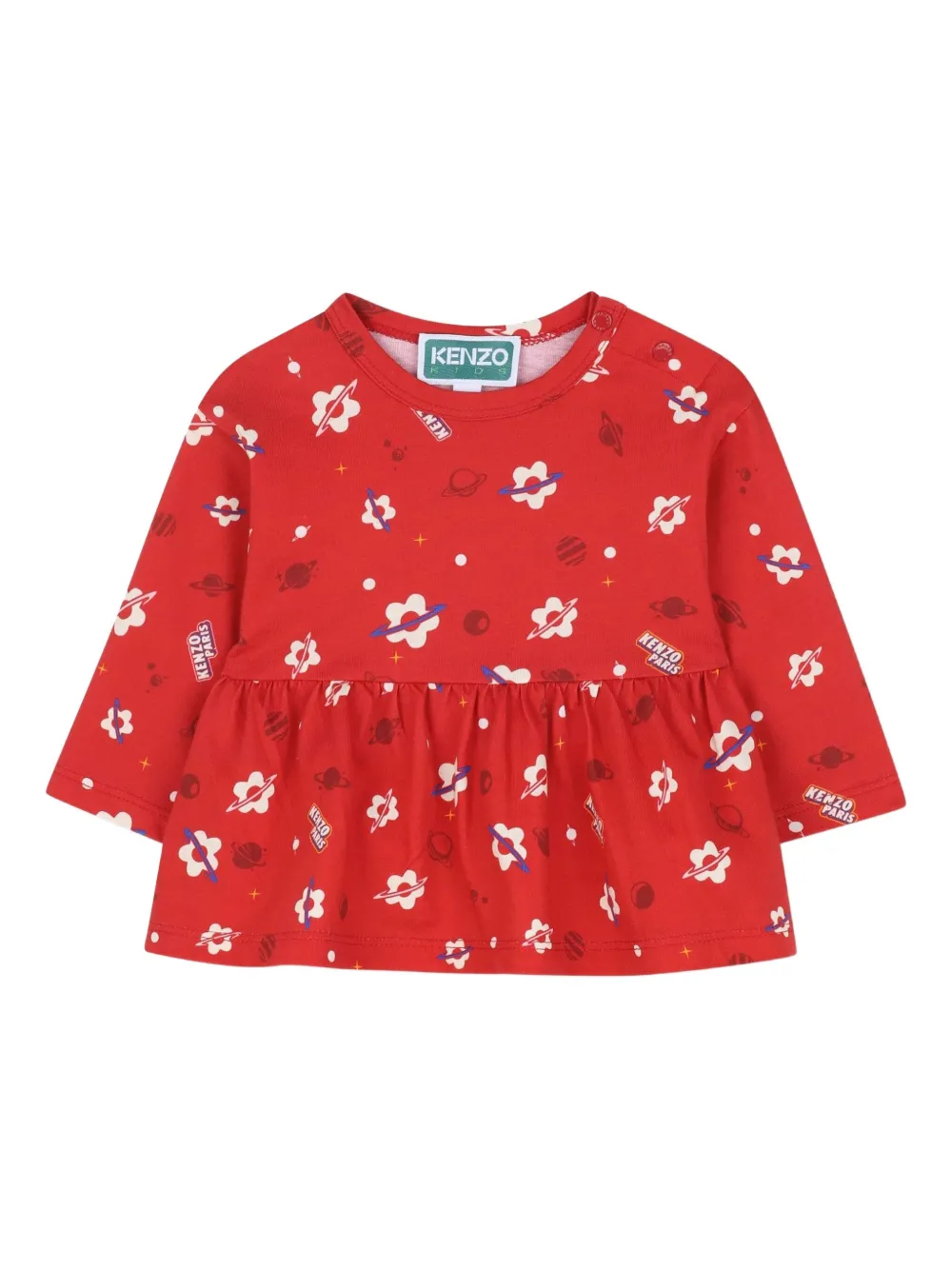 Комплект из топа и легинсов с цветочным принтом Kenzo Kids, красный — фото 3