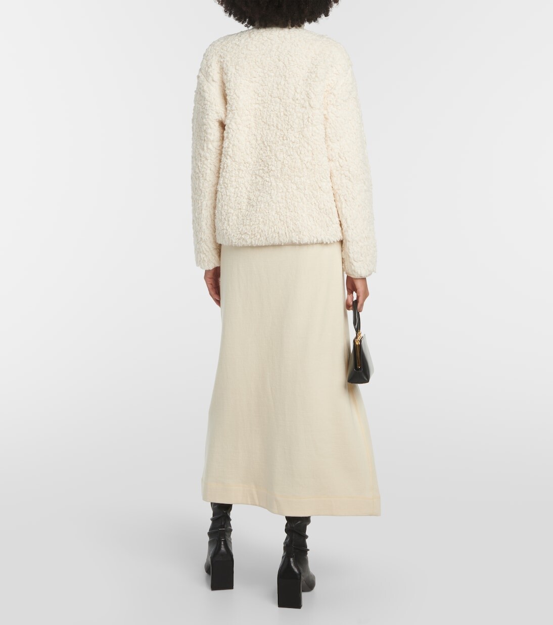 Хлопковая куртка с отделкой из искусственного меха Jil Sander, белый — фото 3