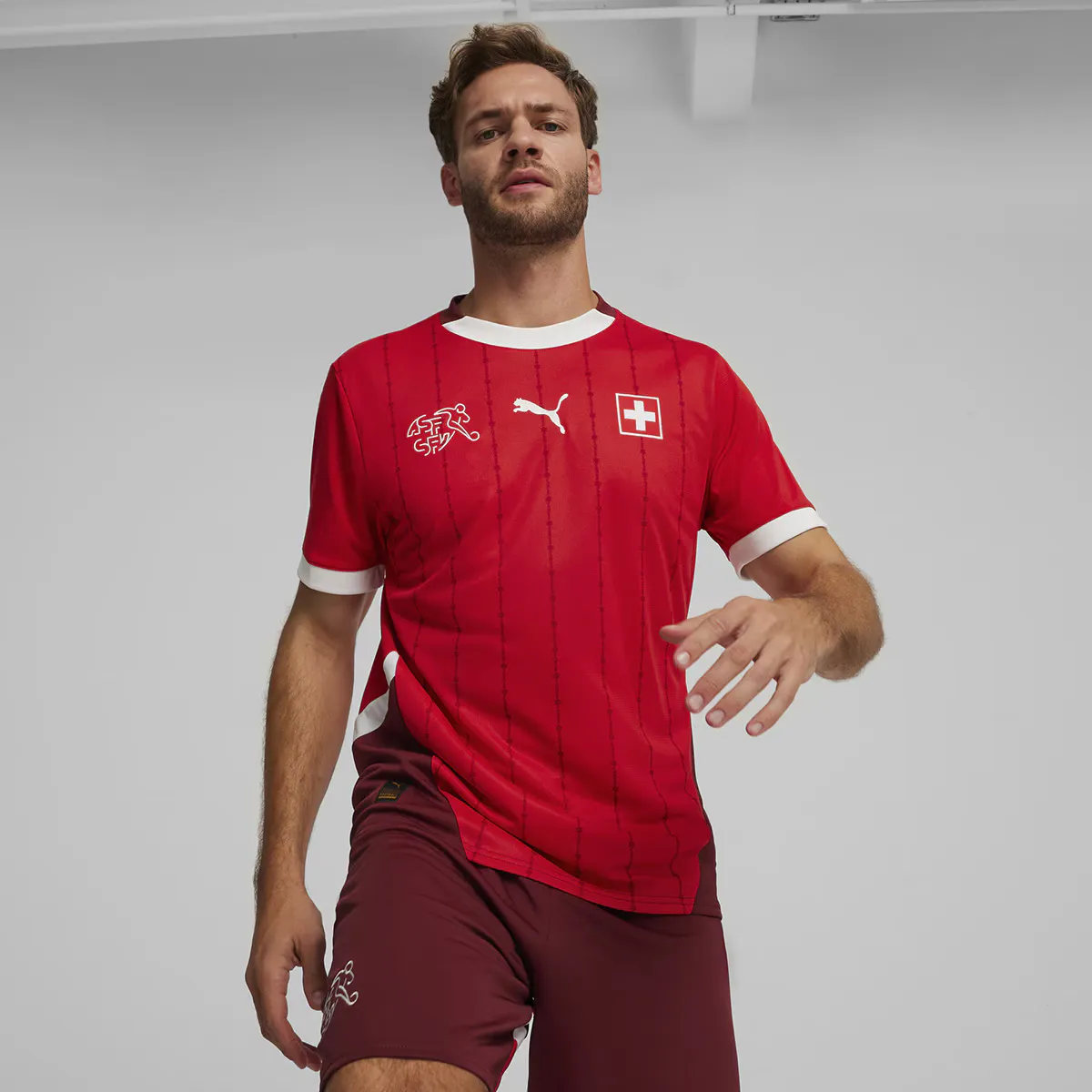 

Мужской 1-й комплект Швейцария SFV 2024 Реплика Puma Футболка, красный