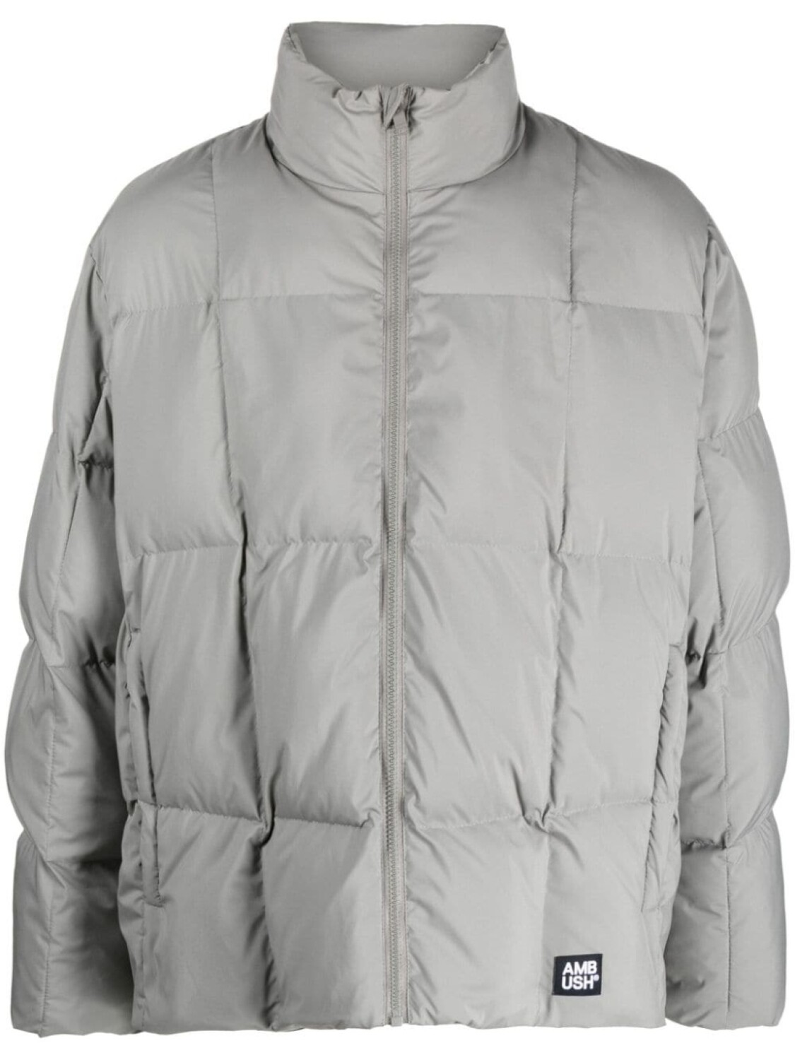 

AMBUSH logo-appliqué quilted jacket, серый