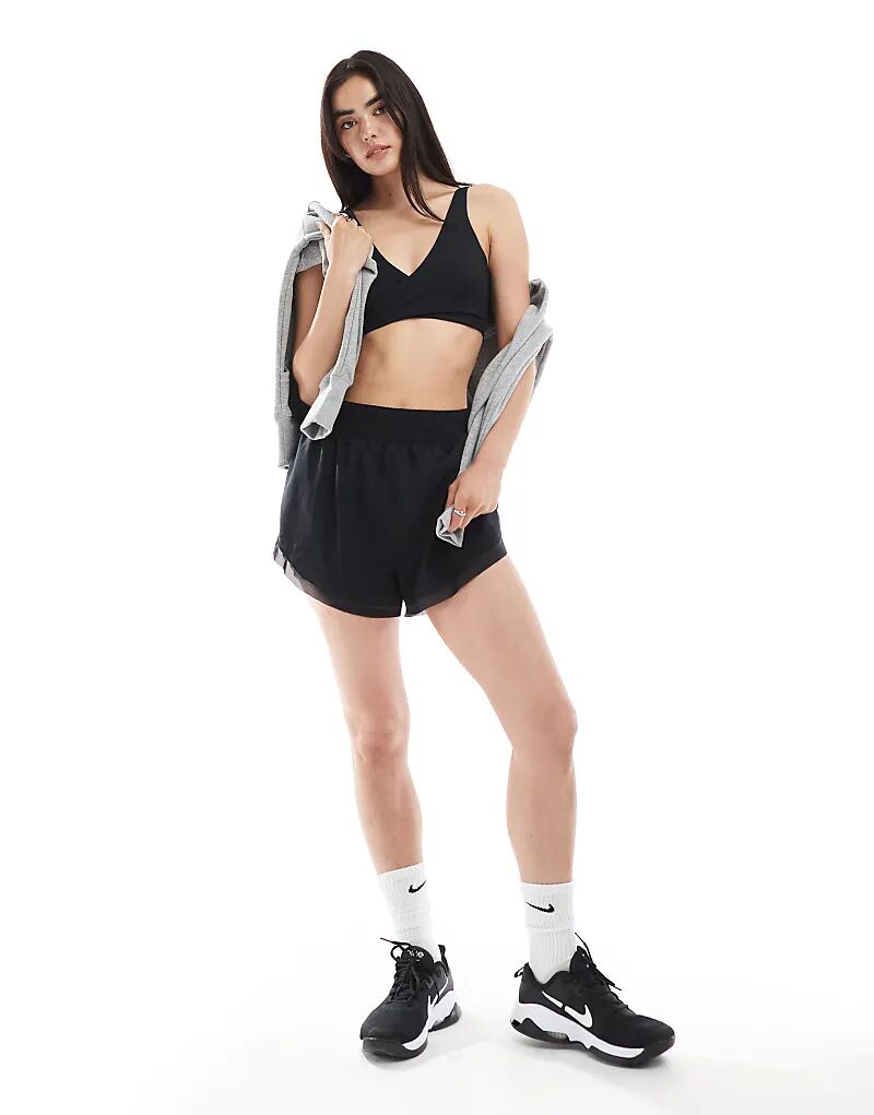 Шорты Nike One Training с высокой талией, 3 дюйма, с оборками, черного цвета Nike Training — фото 2