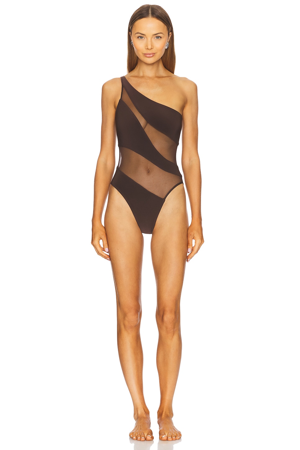 

Змеиный сетчатый комбинезон Norma Kamali, chocolate mesh