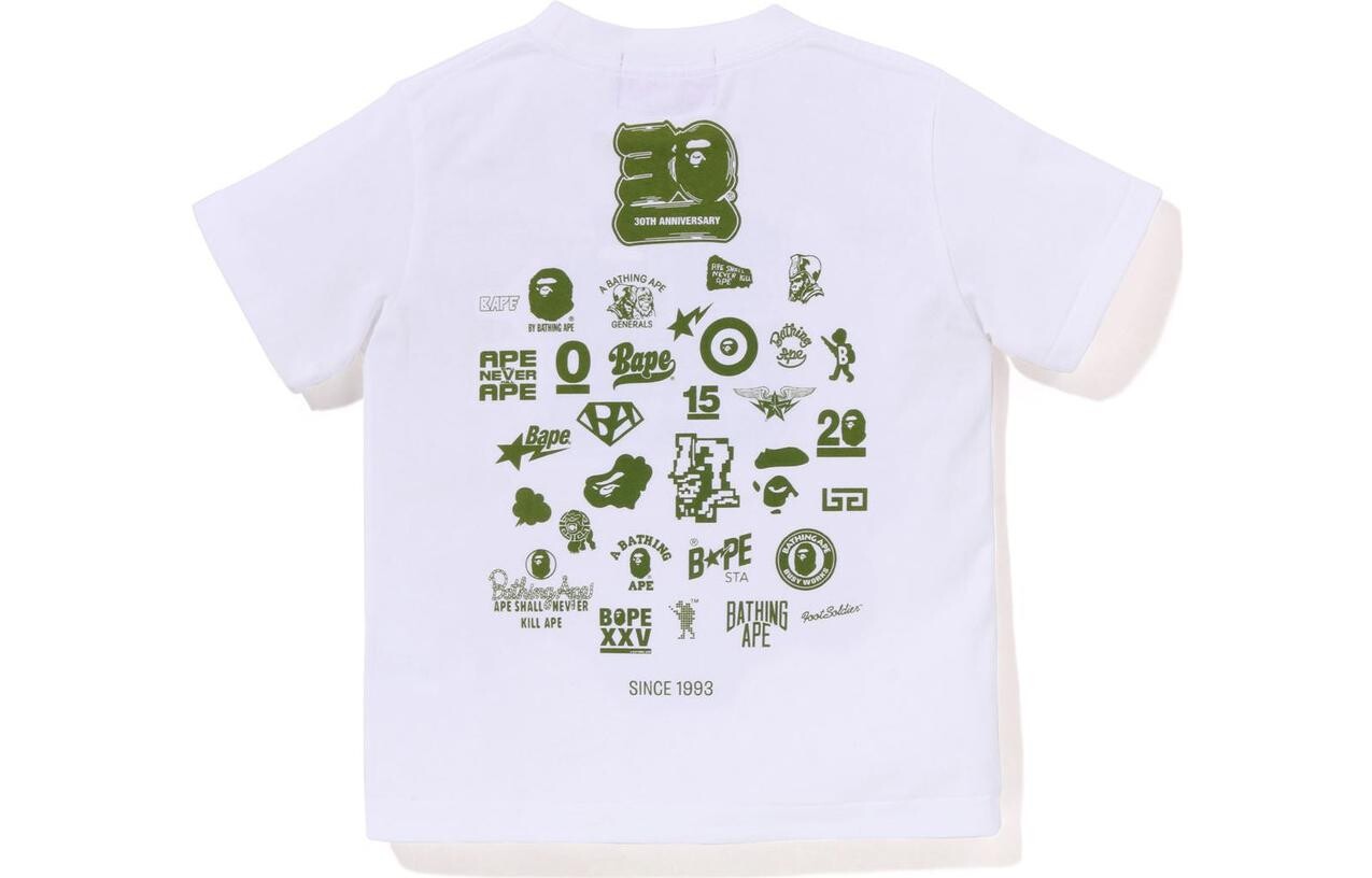 Детская футболка A Bathing Ape, зеленый/белый — фото 2