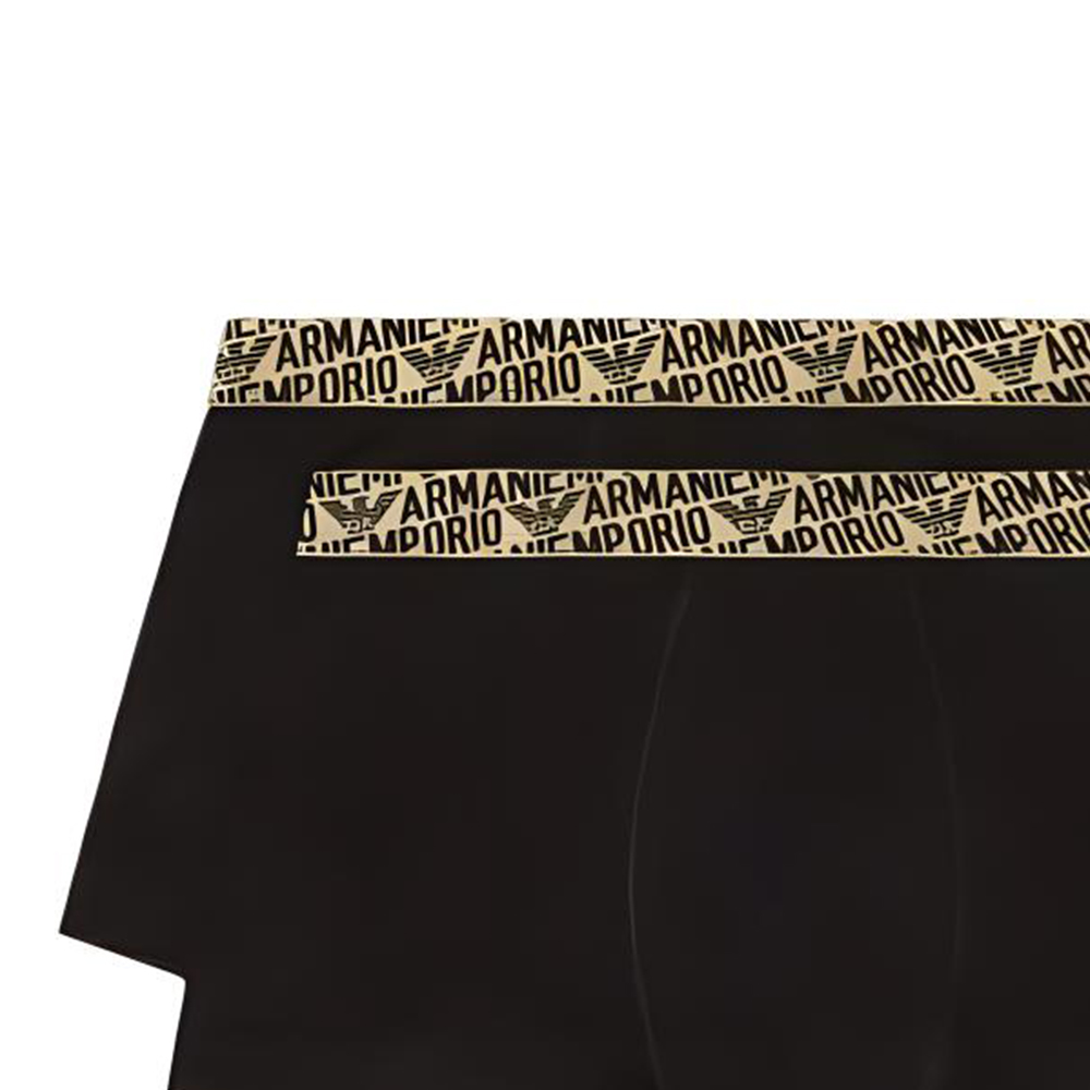Двухкомплектные боксеры Asv All over Shiny Logoband EMPORIO ARMANI, 2 шт (Черный/Черный) — фото 4