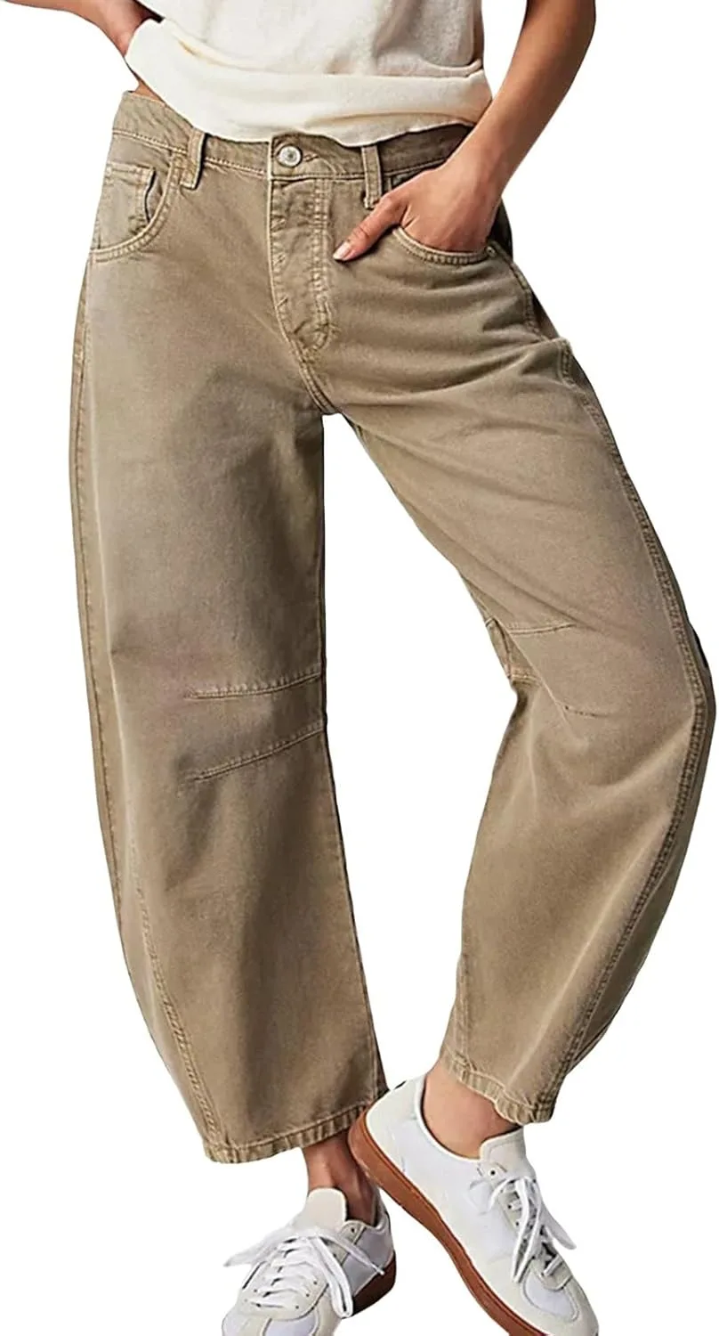 

Женские джинсы Mid Rise Barrel с эффектом растяжки FAEXUM