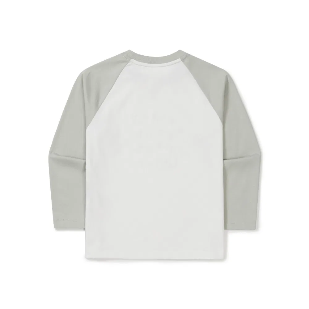 Детская футболка реглан с контрастными рукавами, мятно-хаки, от Snowpeak Apparel Kids — фото 3