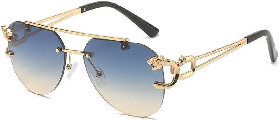 

Винтажные солнцезащитные очки без оправы для мужчин и женщин, модные очки большого размера с двойной перемычкой, градиентной защитой и защитой от УФ-излучения UV400, SUN1071 Generic, D