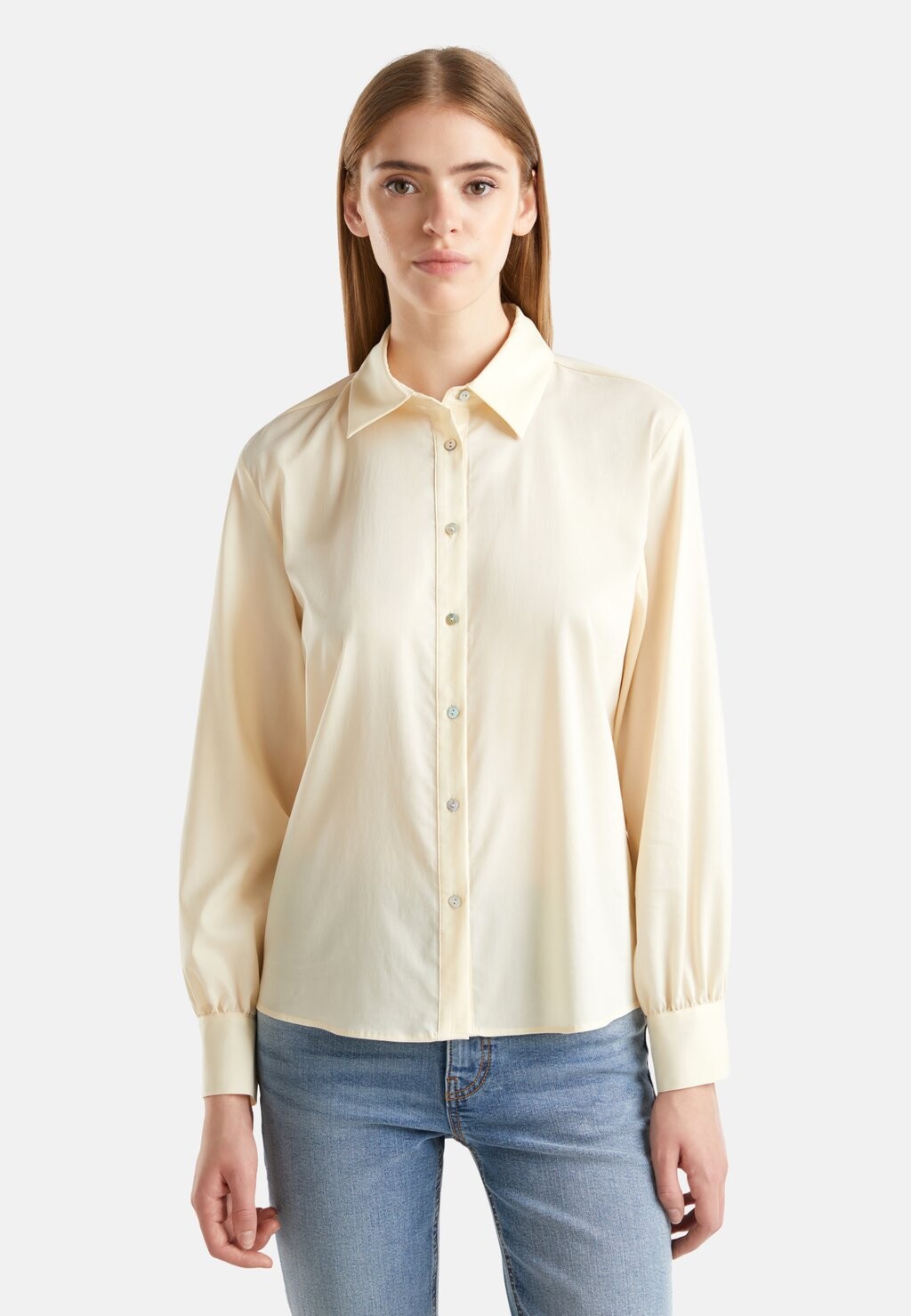 

Блузка на пуговицах FLOWY STRETCH United Colors of Benetton, бежевый
