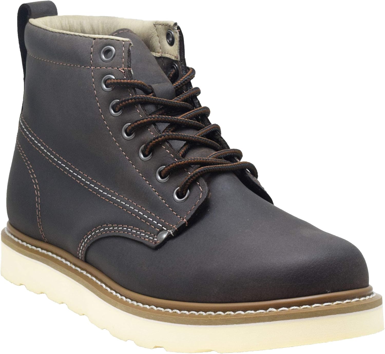 

Рабочие ботинки Golden Fox для мужчин, размер 6, с простым носком и клиновидной подошвой для строительства, легкие и удобные подошвы, темно-коричневый