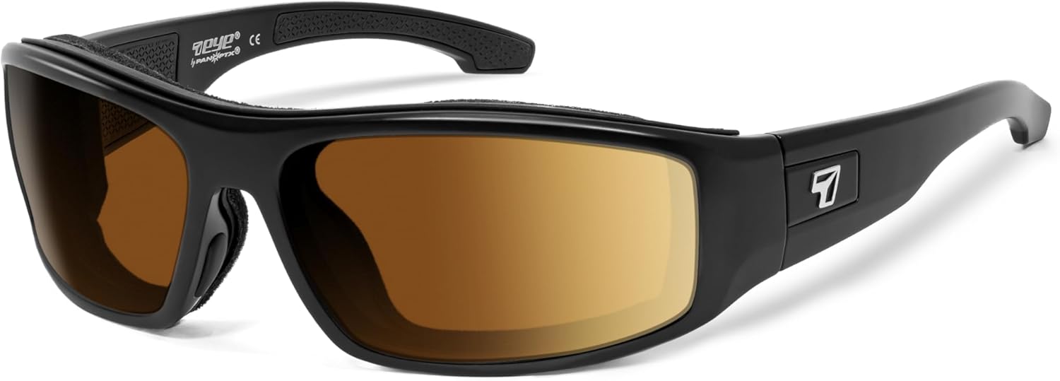 

7 солнцезащитных очков Let It Rip с мягкой подкладкой и защитой от ветра, для активного отдыха на природе, 100% защита от UVA + UVB лучей 7 EYE, Matte Black Frame/Polarized Copper Lenses