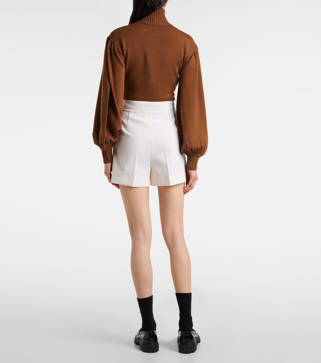 Шорты Zic из шерстяной ткани с высокой талией Max Mara, Bianco — фото 3