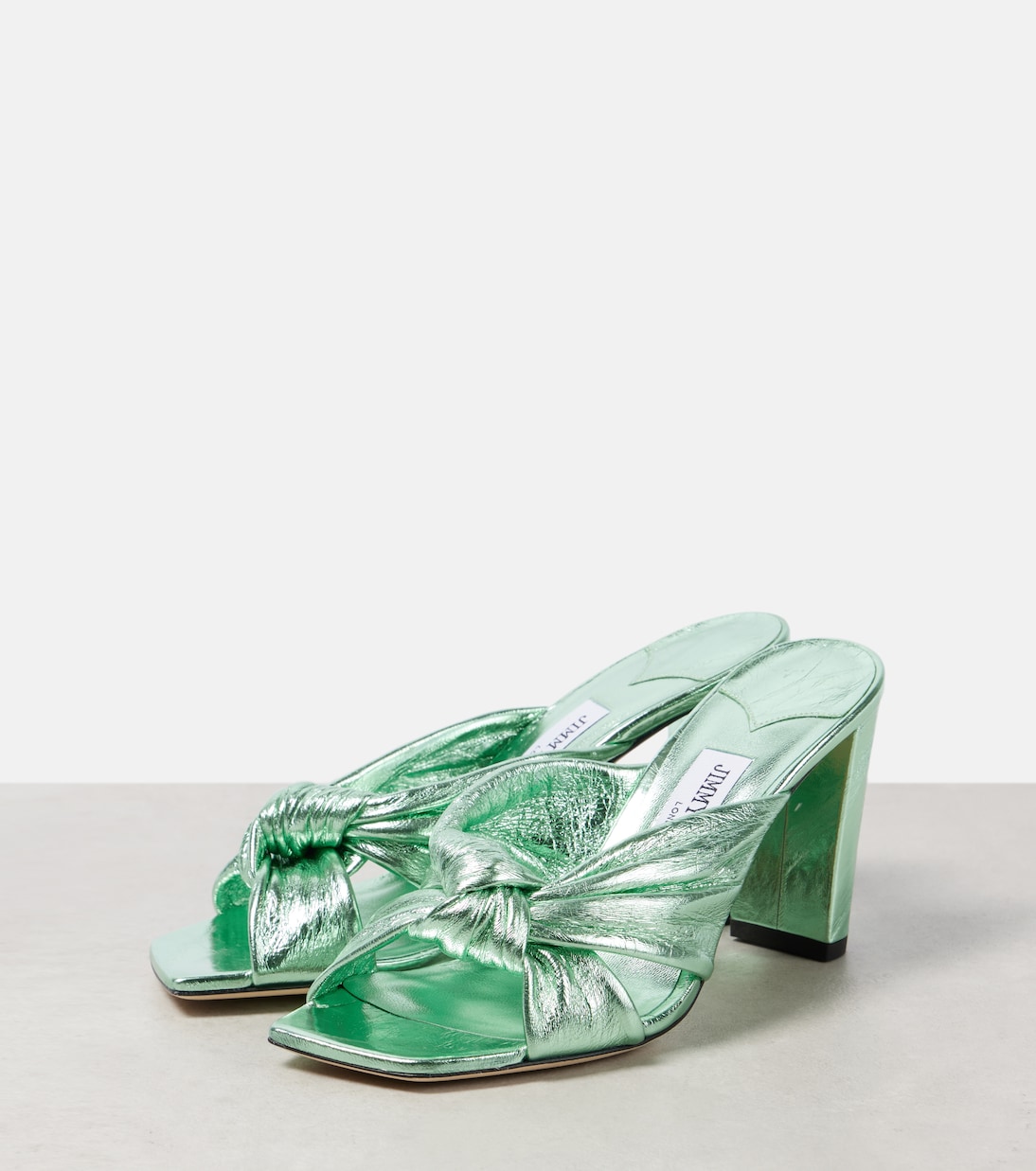 Сандалии Avenue 85 из металлизированной кожи Jimmy Choo, Aqua Green — фото 4