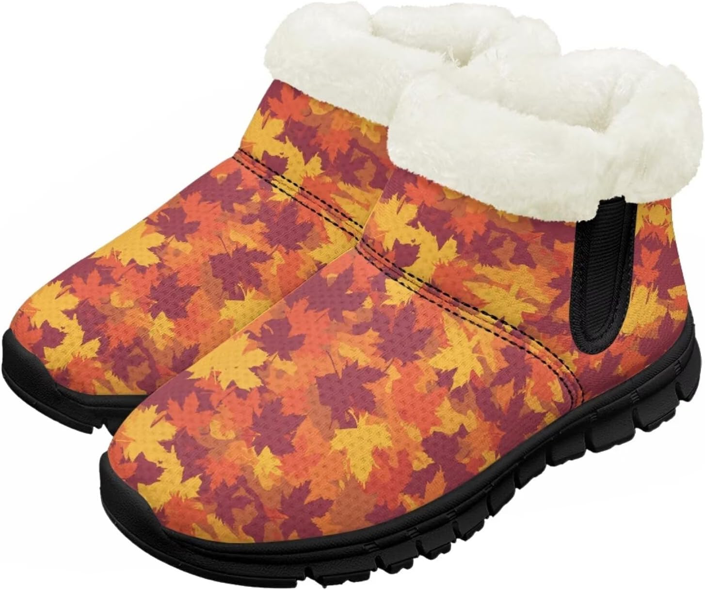 

Зимние сапожки для девочек-детей, противоскользящие прогулочные ботинки с меховой подкладкой, модные теплые короткие сапожки для вечеринки Pointodoor, Maple Leaves