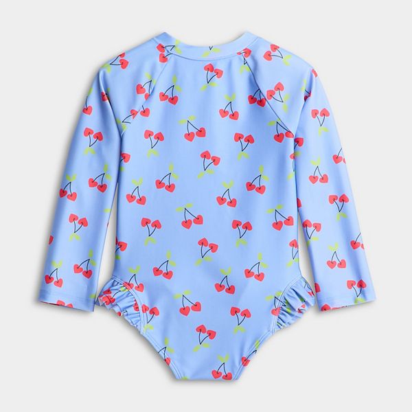 Детский купальник-рашгард с рюшами для девочки Jumping Beans, Blue Heart Cherries — фото 2