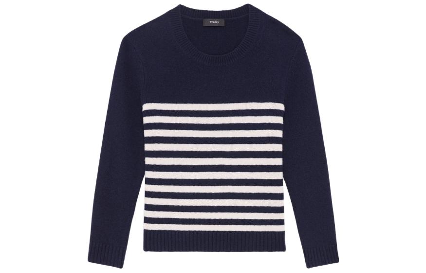 

THEORY Свитер Women's Navy Blue White Stripes