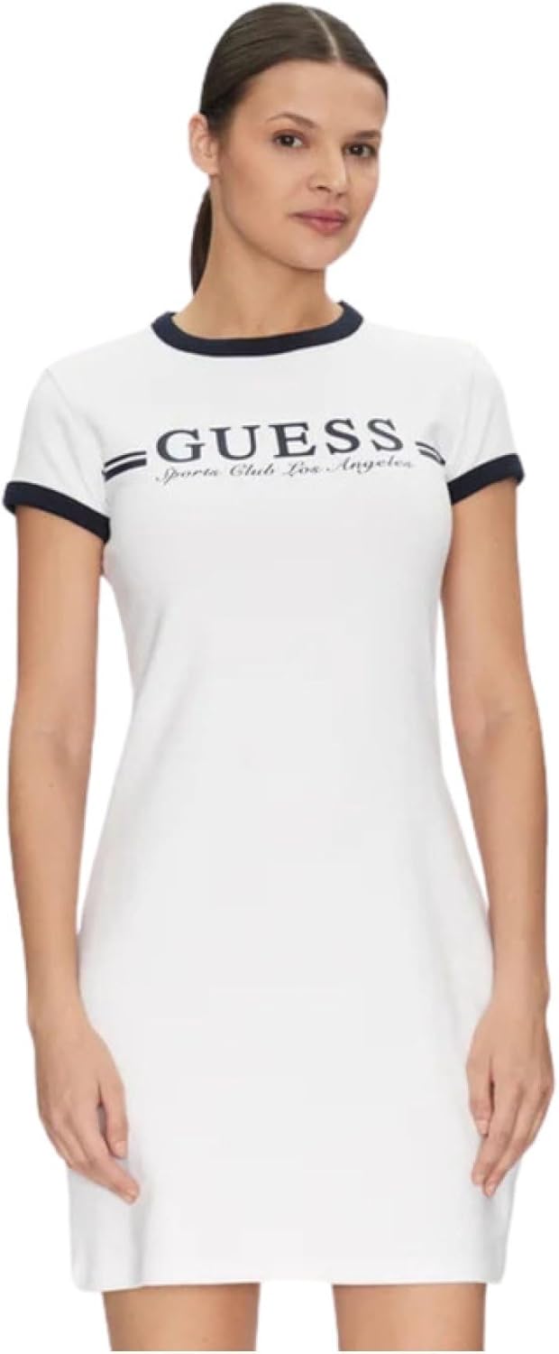 

GUESS Женское эко-платье с коротким рукавом для активного отдыха, Pure White