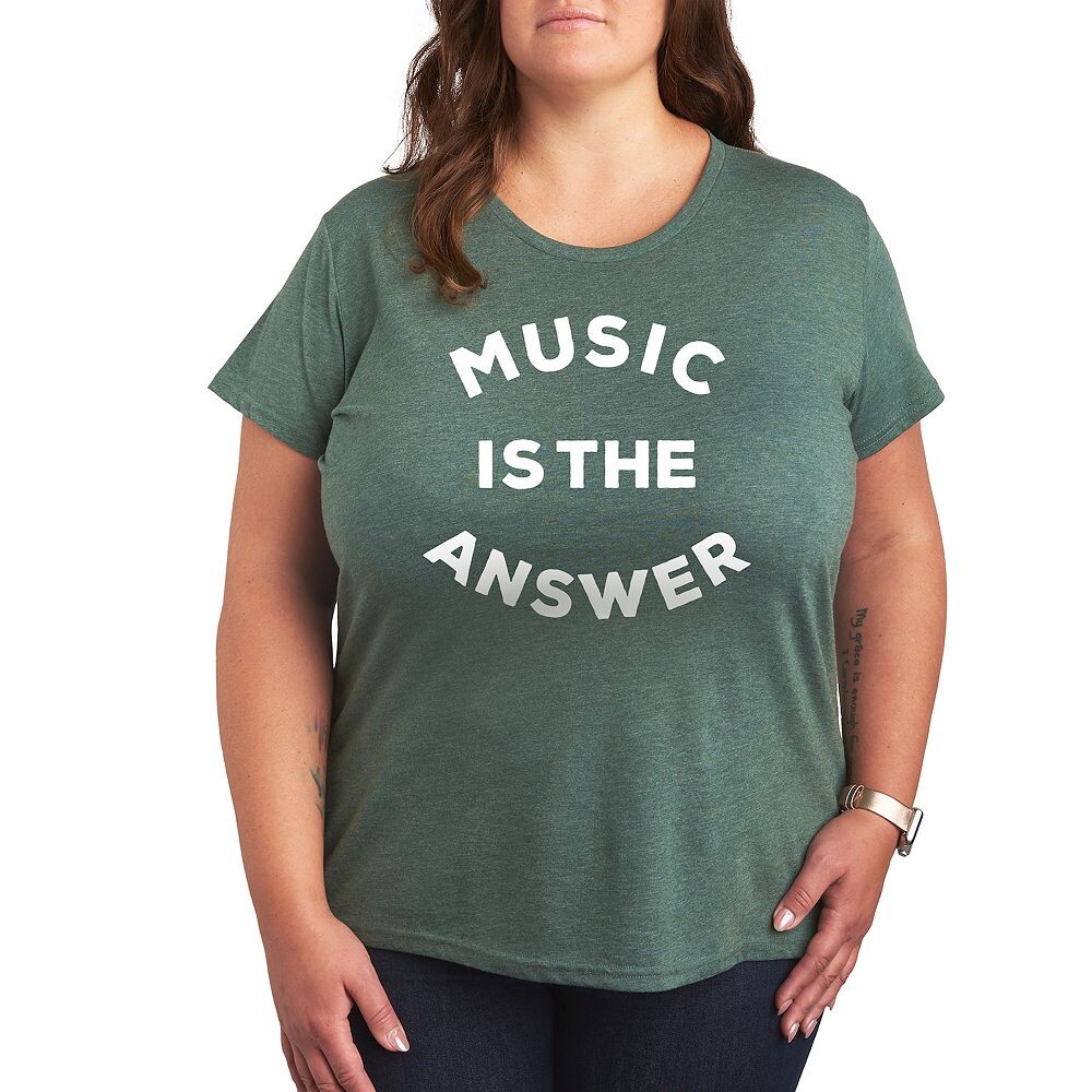 

Футболка Plus Music is the Answer с графическим рисунком, цвет Heather Green