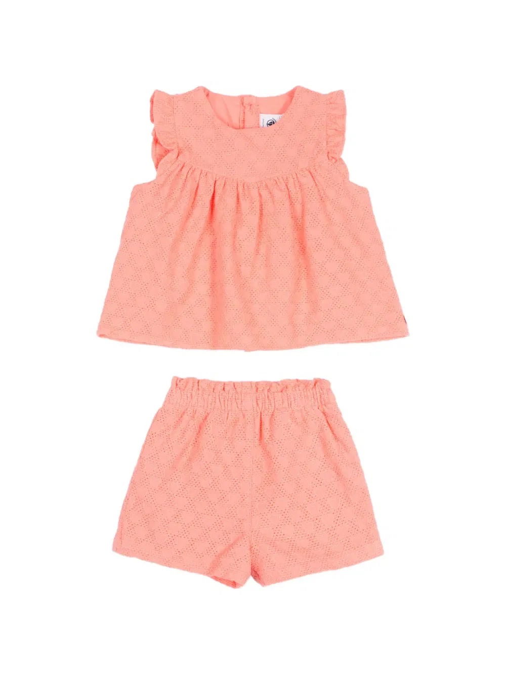 Комплект из топа и шортов с оборками Petit Bateau, розовый